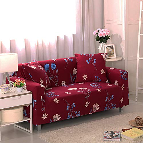 PETCUTE Sofa Covers 3 seater Furniture Protector Floral Printed Cover Elastic Slipcover Seater Cover Sofa Slipcover for Livingroom All-season,Red