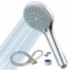 Frap Universal High Pressure Shower Head, 1.5m Stainless Steel Hose, Powerful 5 Mode Function, Easy-Cleaning Silicone Nozzles, Quick Installation