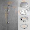 GRIFEMA COLUMNAS-G7005 Modern Chrome Shower Riser Rail Mixer, Round Bathroom Shower Tap System with Stainless Hose Pipe, Shower Head and ABS Hand