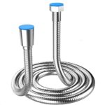 Shower Hose 1M / 1.5M / 2M / 3M / 4M / 5M Stainless Steel Extra Long Shower Head Hose, with Solid Brass Connector, Anti-Kink and Tangle Free. (2M