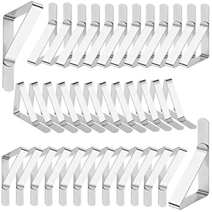 Jeylly 36 Pieces Tablecloth Clips, Stainless Steel Table Cover Clamps for Outdoor and Indoor Use, Table Cloth Holders Ideal for Picnic Party Wedd