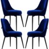 dining chair Kitchen Dining Chairs Set Office Business Chairs, 4 Pcs Dining Chairs Gold Velvet Seat Sponge Filling Back Metal Legs Antislip Foot