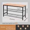 ALREMO HUANGXING - 3 Tier Shoe Rack Bench Shoe Storage Rack, Shoe Bench with Seat Beech Wood Top with Metal Frame for Hallway Living Roombathroom