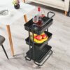 THYKL Kitchen bathroom multi-layer storage shelf three shelves beauty trolley with wheels trolley