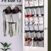 Shoe Organizers Hanging Storage Over the Door Shoe Racks with 24 Large Mesh Pockets 4 Hooks Gadget Storage Wall Hanging Wardrobe for Kitchen Bedr