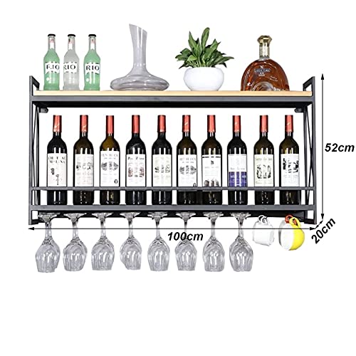 EYLINK Industrial Wine Racks Wall Mounted Wine Holders, Wine Bottle Holder Hanging Wine Glass Rack Wine Storage Shelf Wine Cabinet Cupboard Champ