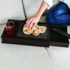 meistar Sofa Arm Table, Arm Rest Table Holder, Serving Trays for Coffee Table, Sofa Side Organizer for Gadgets and Remote, Bed Drink Caddy with D