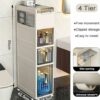 2/3/4-Tiers Floor Standing Cabinet Unit Bathroom Storage, Side Freestanding Rolling Unit with Clear Drawers, Narrow Bathroom Storage Cabinet for