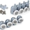 Shower Door Rollers, Set of 8 Single Shower Door Runners/Wheels/Pulleys/Guides 23mm Diameter Home Bathroom DIY Replacement Parts(4 Upper Rollers