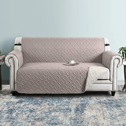 Imperial Rooms Sofa Covers 2 Seater Reversible Quilted Sofa Slipcovers Water Resistant Adjustable Elastic Straps Sofa Cover Sofa Protector For Ki