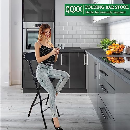 Round Compact Folding Breakfast Bar Stool Chair, Folding Bar Stool With Back Support And Footrest, With Padded Seat, For Kitchen Chair Dining Roo