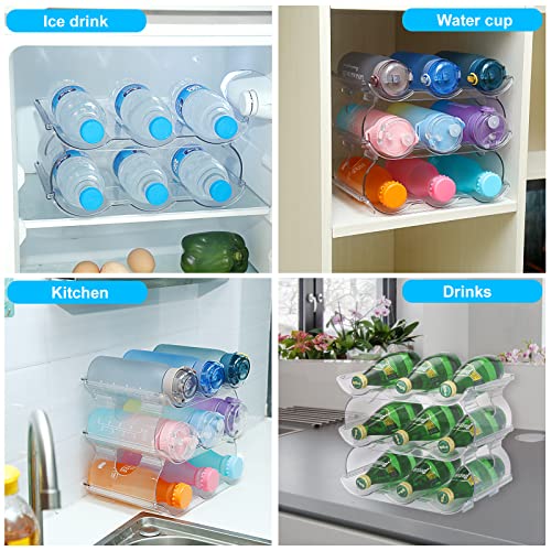 MEHUKOJ Stackable Water Bottle Organizer for Cabinet Kitchen Pantry Organization and Storage Cabinet Organizer - Plastic Wine Racks Fridge Organi