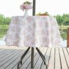 3E Home Patio Round Outdoor Tablecloth Waterproof with Umbrella/Parasol Hole and Zipper[52 inches (132 cm) Palm leaf]