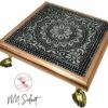 NM SELECT 2 x Handmade Oxidised Copper Bajot Low Table | Bajath Chowkie | Stool Stand for Idol or Vase | 6" x 6"