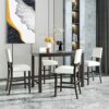 DINGZZ 5 Piece Counter Height Dining Table Set Black Table And 4 Chairs Furniture In Beige