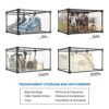 SOGOBOX Shoe Box with Mirror Back,Stackable Clear Shoe Box,As Shoe Box Storage Containers and Shoe Display Case,with Magnetic Side Opening Door,