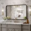 Abelockand Black Bathroom Mirror for Wall, 30" x 36" Black Rectangle Mirror for Wall, Matte Black Metal Framed Bathroom Mirror, Wall Mounted Blac