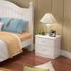 FGHOEV Retro 2 Drawer Bedside Side Table Storage Unit, Wood, White