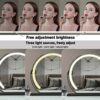 Led Semicircular wall mirror,bathroom mirror with lights, Touch Switch,5mm HD silver mirror,3 Colors Dimmable Brightness, Energy -saving,Can rota