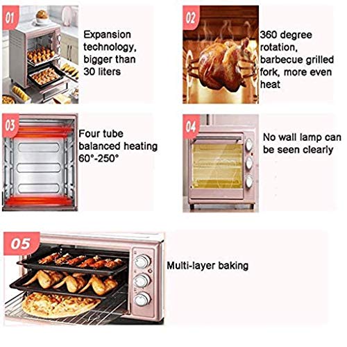 QUIM Toaster Oven, Heat Countertop Toaster Oven, Stainless Steel, Extra Large Capacity, Pink