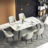 Kitchen Dining Room Furniture Chairs Dining Chairs Set Of 6 Modern Water Proof PU Leather Kitchen Living Room Chairs with Metal Legs and Backrest