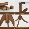 Coat Rack Freestanding Bamboo Coat Tree Rack with 8 Leaf Hooks, 3-Size Height Adjustable for Adults & Kids, Clothes Hanger Stand for Jacket, Hat,