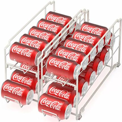 Simple Houseware 2 Pack - Stackable Beverage Soda Can Dispenser Organizer Rack, White