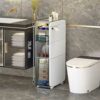 OPSREY Slim Bathroom Storage Corner Floor Cabinet, Narrow Toilet Paper Organiser Unit for Small Space, Home Living Room Bedroom