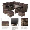 YFYTYG-PX Outdoor Rattan Dining Table, 9 Seat Furniture Sofa Dining Table with Free Rain Cover Black Silk Screen Glass Dark Grey Sofa Cover Ratta
