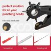 XOOL Leather Hole Punch Plier, Heavy Duty Rotatable Belt Hole Puncher with 6 Different Sizes Used for Belt, Watch Belt, Belt, Shoes, Purses, Clot