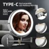 SLIMOON 9" Wall Mounted Lighted Makeup Mirror with Magnification, 1X/10X Magnifying Mirror with Light, 3 Color LED Dimmable 2000mAh Rechargeable