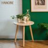 Hanobe Small Round Side Table: Boho Floral End Tables for Living Room Bohemian Accent Bedside Table White Bedroom Nightstand Farmhouse Home Decor