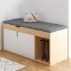 Wooden Shoe Storage Bench With Drawer,Modern Shoe Cabinet With Door,Entryway Shoe Bench With Padded Seat Cubby,D Walnut,80X24X50Cm(31X9X20Inch)