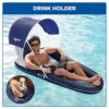 Aqua Leisure Luxury Oversized Pool Lounger Soft, Cool, Fabric, UPF 50 removable sunshade with mesh windows, Convenient drink holder and carry han