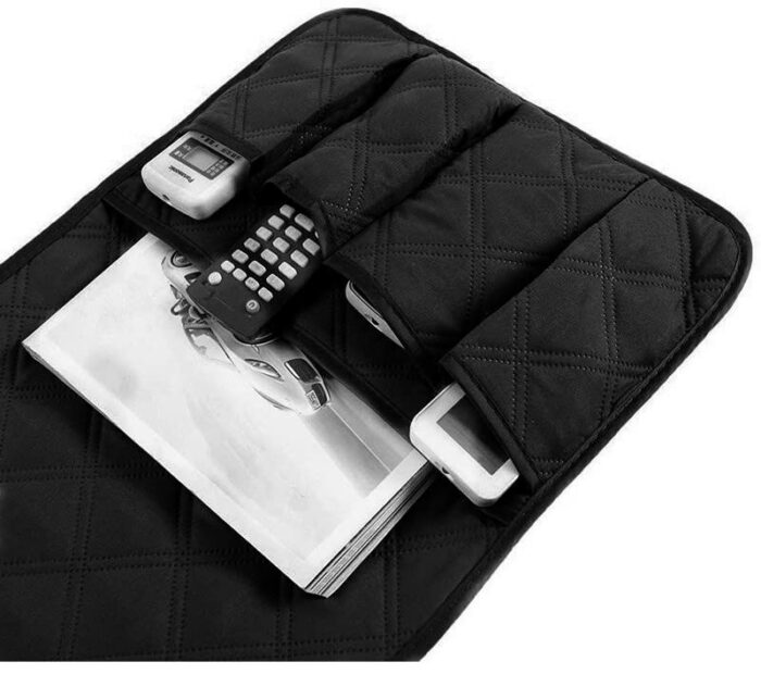 Sofa Chair Couch Armrest Organizer, 5 Pockets Non-Slip Armchair Storage Bag, Fits For Tablet, Phone, Pad, Book, Magazines, TV Remote Control