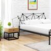 FGHOEV Solid wood bedside table with iron design, small sofa table with antique corner, square bedside table, simple living room, coffee table wi