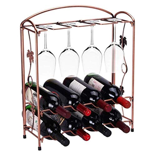 OUSIKA Wine Racks,Wine Bottle Rack,Free Standing Metal Wine Holder Iron Art 8 Bottles Wines Glass Racks for Bar Cabinet Pantry Kitchen Display Ra