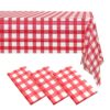ZeriTlolen 3 Pack 108" X 54" Red Checkered Premium Disposable Plastic Tablecloth for 8ft Long Rectangle Tables, Waterproof Table Covers for Birth