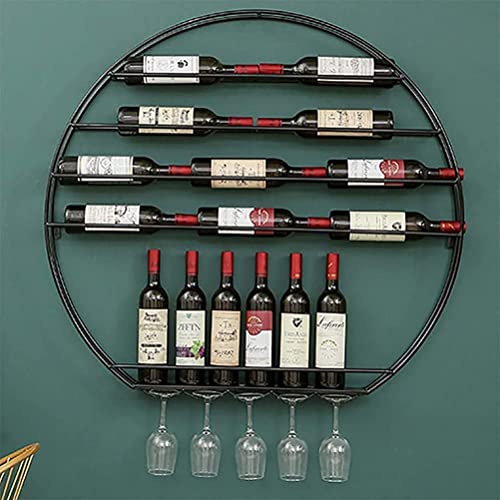 EMISOO Wine Rack Wall Mounted - Modern Stylish Wall-Mounted Decorating Wine Racks, Wine Bottle Stemware Glass Rack with 5 Long Stem Glass Holder,