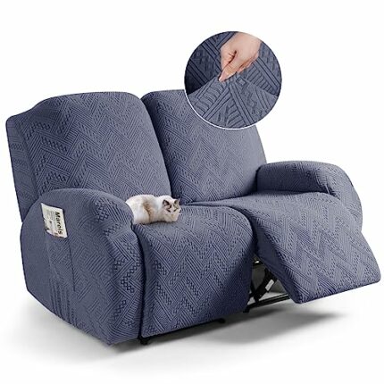 TAOCOCO Recliner Chair Cover, Stretch Sofa Cover 2 Seater With Arm Rest, Couch Cover Soft, Machine Washable Recliner Sofa Protector (Dark Grey, 2