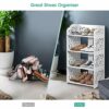 Yosoo Health Gear Shoes Rack, 4 Tier Carved Shoe Storage Stand, White Multifunction Stand shoe shelf Easy To Assemble Shoe Storage Rack Organiser