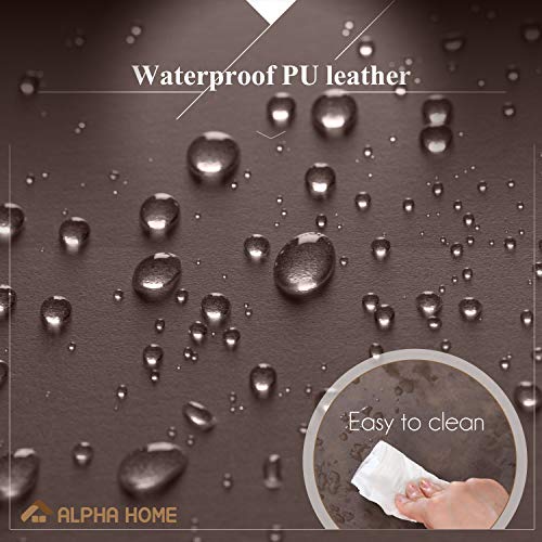 ALPHA HOME Bar Stools Set of 2 Adjustable Counter Height Bar Stools Swivel Breakfast Barstools Modern Kitchen Stools with Backs and Footrest, Com