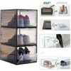 ZLLZUU Shoe Storage Box Upgrade Solid Plastic, Shoe Box Clear Plastic Stackable, Shoe Organizer Box with Magnetic Clear Door, Drop Front Shoe Box