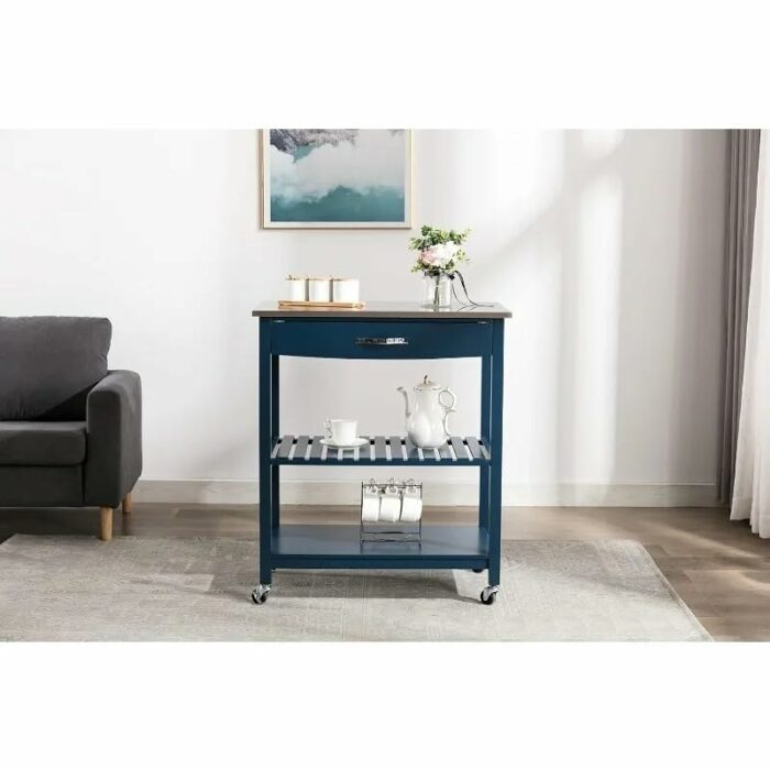 JJZXD Kitchen Cart With Stainless Steel Top, Rolling Cart