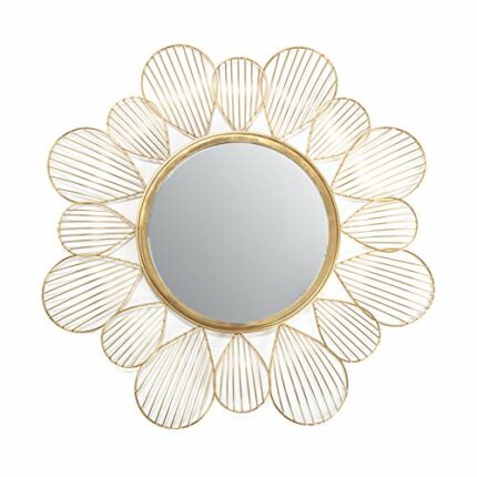 Decorline Adrina Gold Floral Petal Mirror, Metallic, 25inch x 25inch