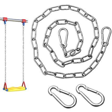 yeestone Heavy Duty Chain, 1m Metal Chain, Stainless Steel Chain with 2 Carabiners, Galvanised Chain for Swing, Bird Feeders, Billboards, Gate, B