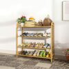 aimu 4 Tier Bamboo Shoe Rack,Shoe Organizer Free Standing Entryway Shoe Tower Shelf,Multi-function Storage Organizer Boots Storage Shelf Home Fur
