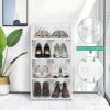 Yosoo Health Gear Shoes Rack, 4 Tier Carved Shoe Storage Stand, White Multifunction Stand shoe shelf Easy To Assemble Shoe Storage Rack Organiser