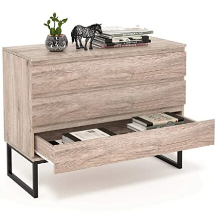 N/A Chest of Drawer Nightstand Sideboard 3 Drawers Bedside Table Storage Metal Metal Leg Industrial Drawer Dresser