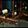 SUCHETA Hanging Wine Rack with Glass Holder and Shelf, Hanging Wine Racks Ceiling Mounted Wine Bottle Holder Metal Iron Stemware Racks Wine Glass